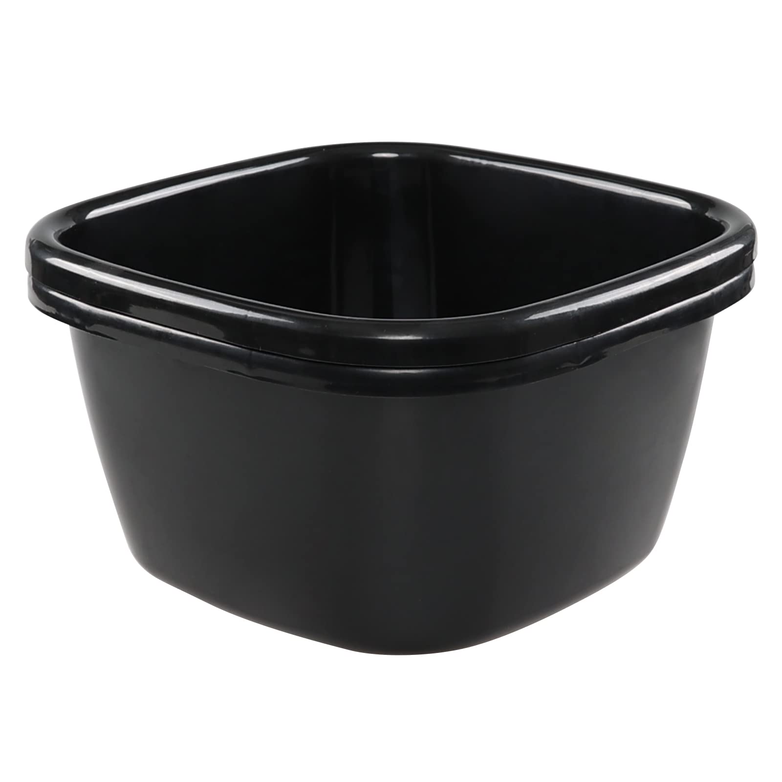Gloreen 18 Quart Deep Wash Basins 2 Packs, Plastic Square Dish Pan Tub, Black