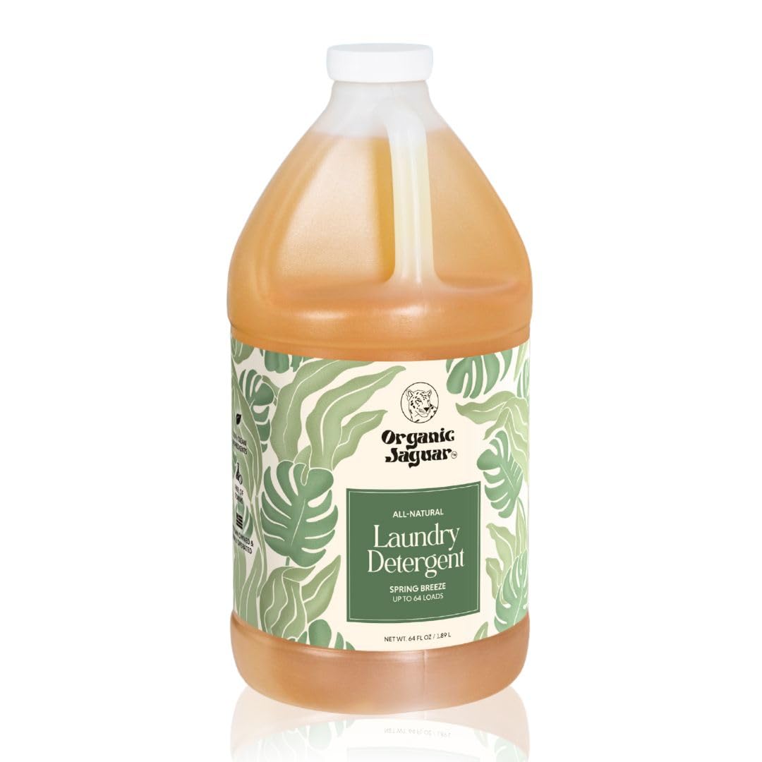 Organic Jaguar Laundry Detergent, Spring Breeze, Up to 64 Loads, 100% Natural Formula with Essential Oils, Gentle & Effective Formula Without Harsh