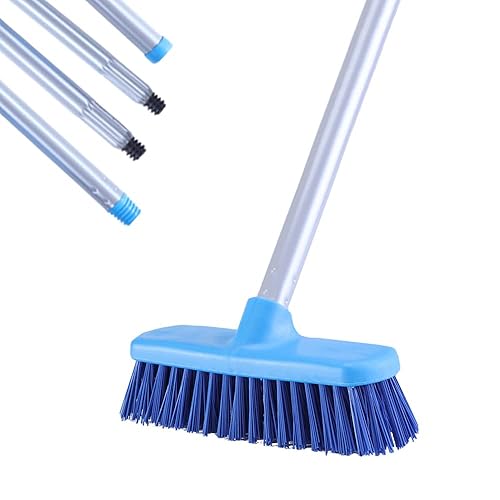 YONILL Deck Brush with Long Handle - Floor Scrub Brushes for Cleaning Shower, Stiff Bristle Scrubbing Brush, 50" Floor Scrubber Brush for Bathroom