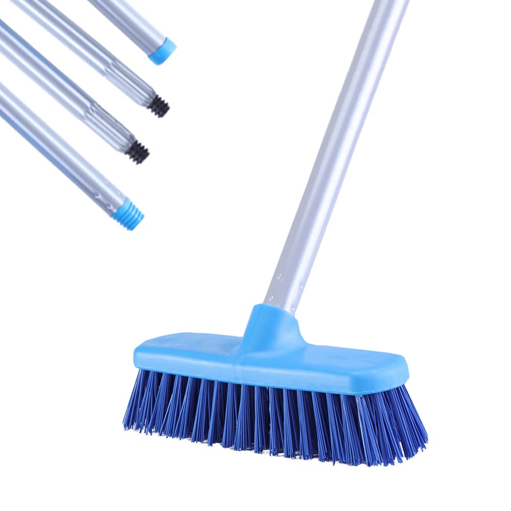 YONILL Deck Brush with Long Handle - Floor Scrub Brushes for Cleaning Shower, Stiff Bristle Scrubbing Brush, 50" Floor Scrubber Brush for Bathroom