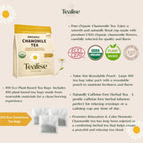 Organic Chamomile Tea Bags - Chamomile Herbal Tea - Caffeine Free Relaxation & Calm Tea - 100 Plant-Based Tea Bags - USDA Organic - Tealise
