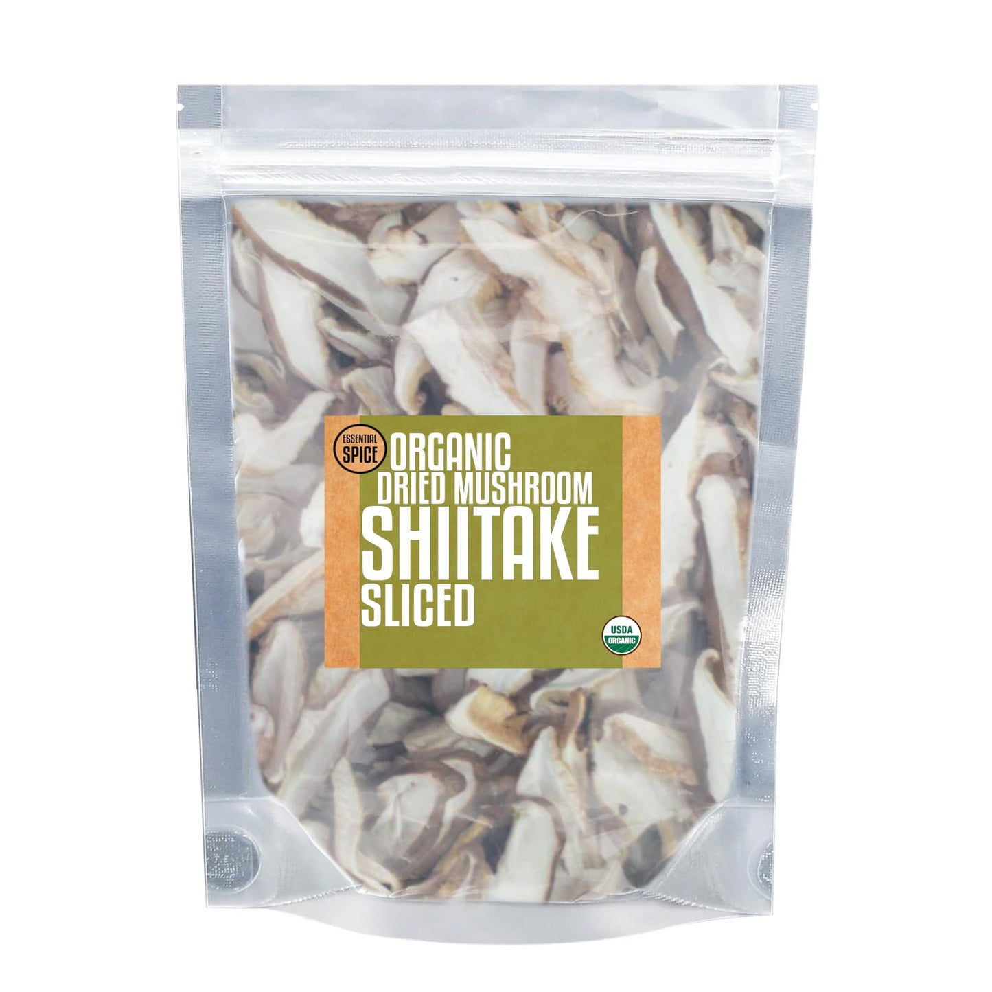 Essential Spice Dried Organic Sliced Shiitake Mushrooms, 4 oz - Bold Umami Flavor, Premium Quality - Ideal for Soups, Stir-Fries, Ramen & Sauces