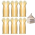 Vsootal 6 - Pair 17.8 - Inch Elbow - Length Reusable Rubber Waterproof Household Cleaning and Kitchen Dishwashing Gloves - Medium Size