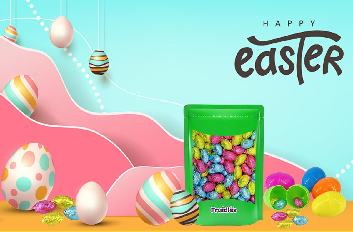 5 Pounds The Dreidel Company Easter Milk Chocolate Eggs - Multicolored Foil Wrapped Milk Chocolate Candy for Easter Baskets and Egg Hunts - Kosher