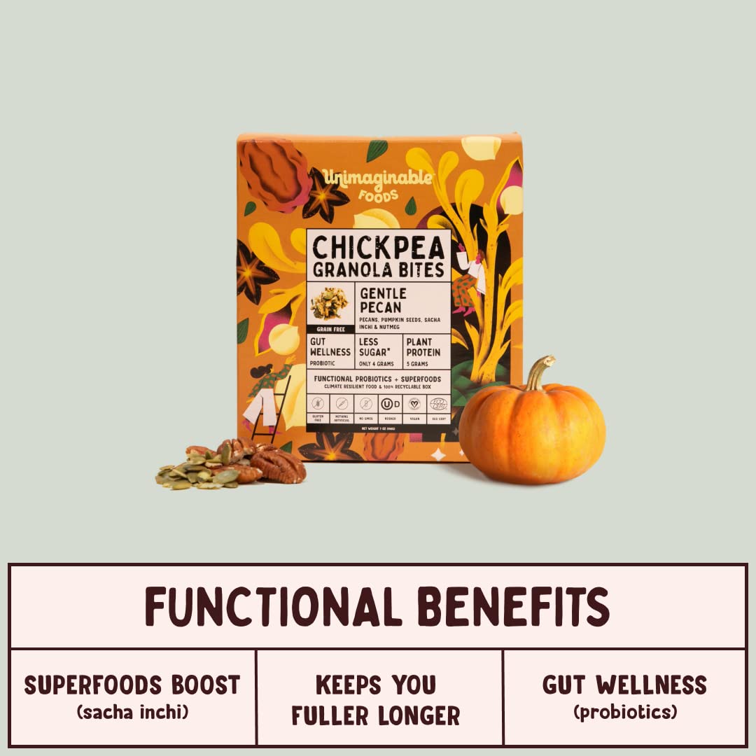 Chickpea Granola - Unimaginable Foods Gentle Pecan 5-Pack, Vegan, Non-GMO, Gluten Free, Dairy Free - 7 oz