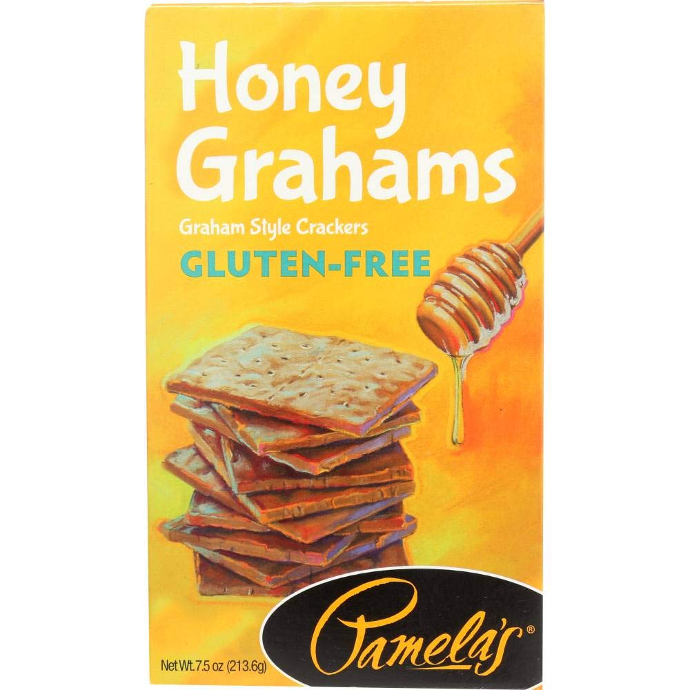 Pamela’s Gluten Free Graham Style Crackers for Snacking, S’mores and Dessert Pie Crust Recipes, Honey Grahams, 7.5 Ounce (Pack of 2)