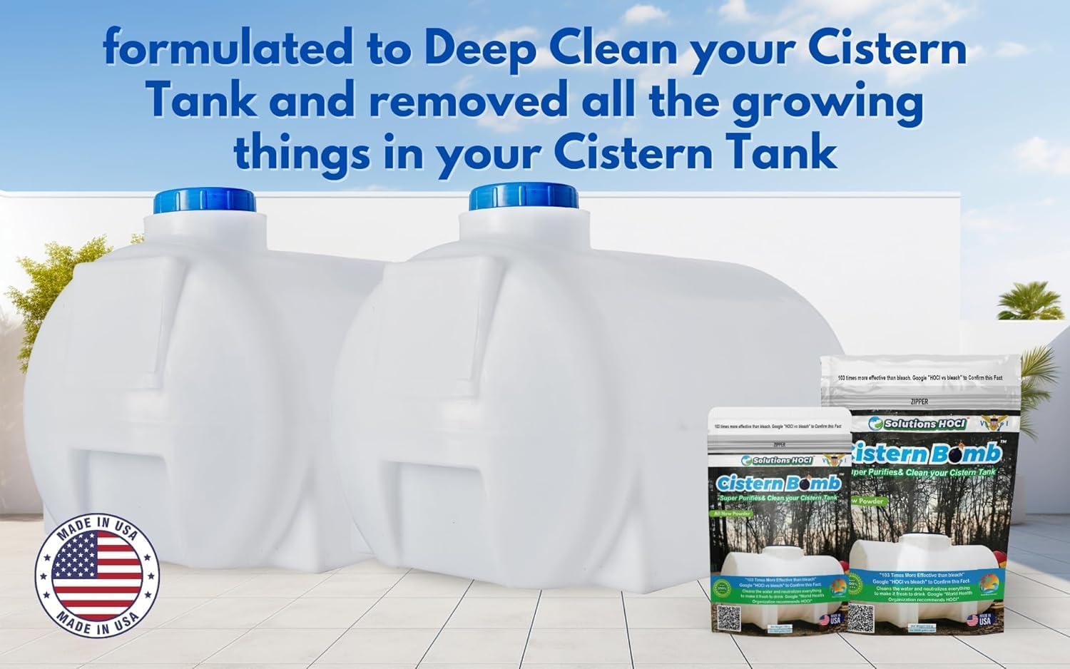 Solutions HOCL Power Clean with HOCL Cistern Tank Cleaner - Cistern Tank Bomb Cleaning Super Cleans your Cistern (100 Gram - Treats 5,000 Gallons)