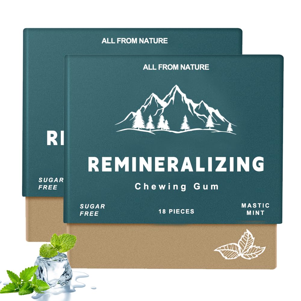 Remineralizing Chewing Gum - 2026 Sugar-Free Gum with Xylitol & Hydroxyapatite - Aspartame-Free, Sucralose-Free, Eco-Friendly - Fresh Mint - 2 Pack