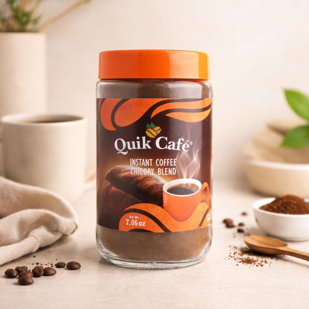 QuikCafé Premium Instant Coffee 200g - Spray Dried, Chicory Blend from the majestic hills of Coonoor - Rich Aroma, All-Natural Ingredients
