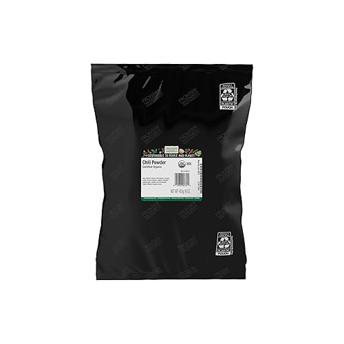 Frontier Co-op Organic Chili Powder Seasoning, 1 Pound, Mild to Moderatly Spicy, Sweet, Tangy, Zesty, Kosher, Salt Free