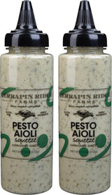 Terrapin Ridge Farms Pesto Aioli Garnishing Sauce - Gluten-Free, Keto-Friendly, Low Carb, Low Sugar -7.5 Oz Squeeze Bottle (Pack of 2)
