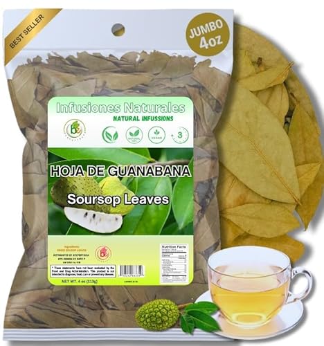Guanábana Hojas (Soursop Leaves Tea) - Jumbo 4 oz - 100% Natural, Vegan, Non-GMO, Wildcrafted & Authentic - Caffeine-Free Herbal Tea - Makes 30+ Cups