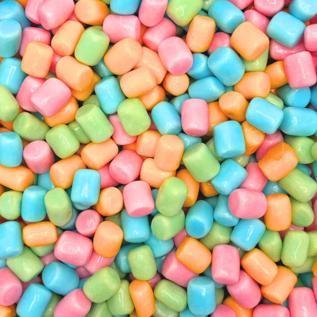 Candy Coated Marshmallow Barrels - 4 Colours - Crunchy Candy Shell & Soft Chewy Center - Colorful Bite-Size Treats - Pick & Mix 8oz - 1/2 lbs - 227g