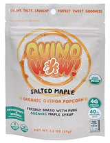 QuinoWow! Organic Quinoa Popcorn - Low Sugar, High Fiber, Air Popped, Vegan & Gluten Free - Made with Pure Organic Maple Syrup (Salted Maple, Pack