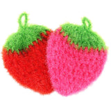 Acrylic Dish Scrubber for Dishwashing Multi-use Non-Scratch Net Cloth Scrubber Sponge Set of 2 (Strawberry)