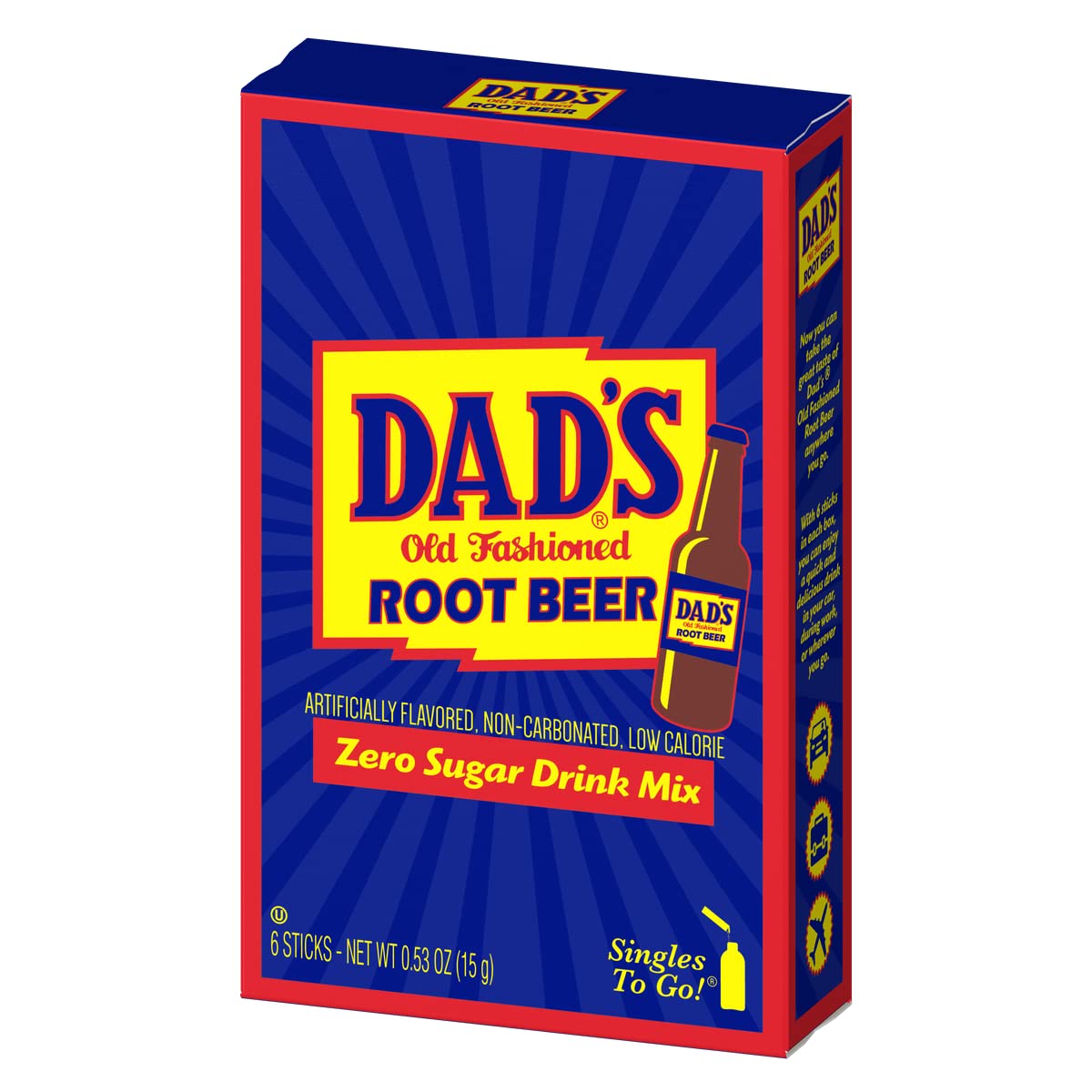 Dad's Old Fashion Rootbeer Singles To Go Drink Mix, 0.53 OZ, 6 CT