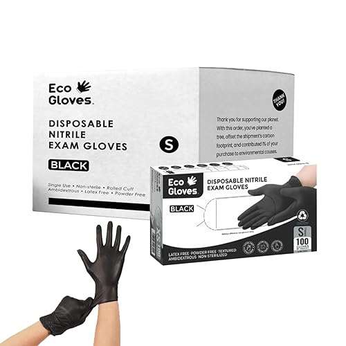 Black Nitrile Disposable Exam Gloves (5 Mil) | Latex?Free, Powder?Free, Food Safe, Medical, Tattoo, Mechanic & Cleaning Use (100 Count/1 Box) MEDIUM