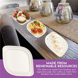 Pickytarian White Bamboo Appetizer Plates - 8 Inch Compostable Paper Plates - Heavy Duty Eco Friendly Salad Dessert Plates - Elegant Plates