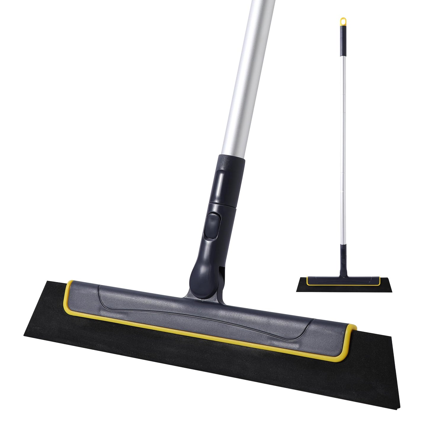 Yocada Floor Squeegee Broom EVA Foam Blade Aluminum Pole for Shower Bathroom Kitchen Home Tile Pet Hair Fur Floor Marble Glass Window Water Foam