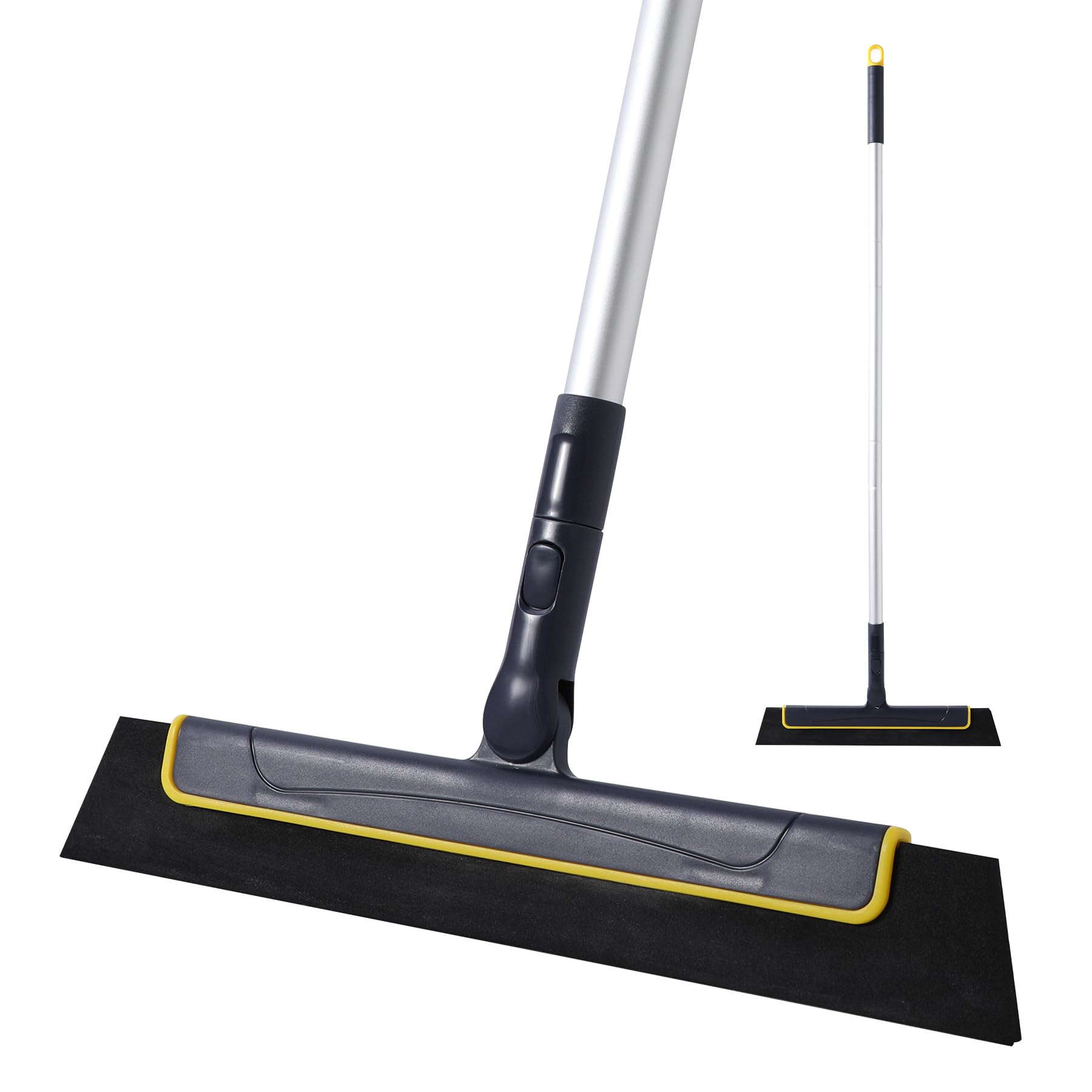 Yocada Floor Squeegee Broom EVA Foam Blade Aluminum Pole for Shower Bathroom Kitchen Home Tile Pet Hair Fur Floor Marble Glass Window Water Foam