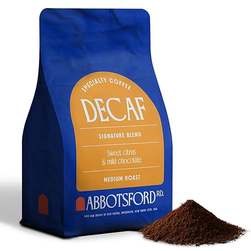 Decaf Flavored Coffee Ground, Sweet Citrus & Mild Chocolate Medium Roast Ground Coffee, Signature Blend Swiss Water Processed Premium Coffee, 12oz