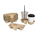Karat Disposable Drink Carrier | 600 Pack | 2-Cup Molded Fiber Drink Carrier Tray (8-24 oz Cups) Sturdy, Easy to Carry for Business