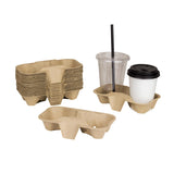 Karat Disposable Drink Carrier | 600 Pack | 2-Cup Molded Fiber Drink Carrier Tray (8-24 oz Cups) Sturdy, Easy to Carry for Business
