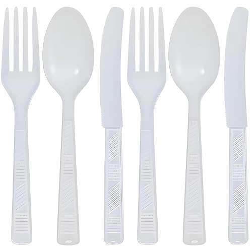 Party Dimensions Plastic White | Pack of 48 Cutlery Combo, 48 count