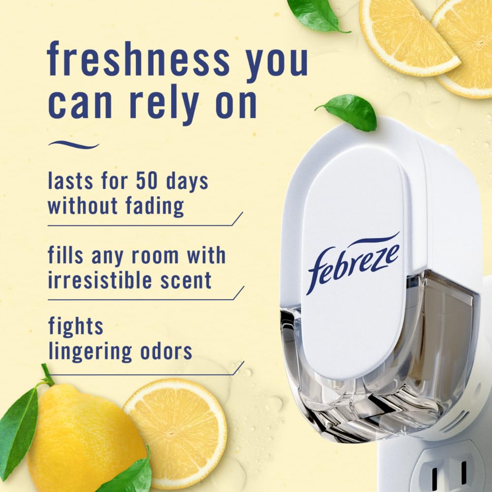 Febreze Plug In Air Freshener, Odor-Fighting Scented Oil Refill, Kitchen Odor Fighter, 2 Refills