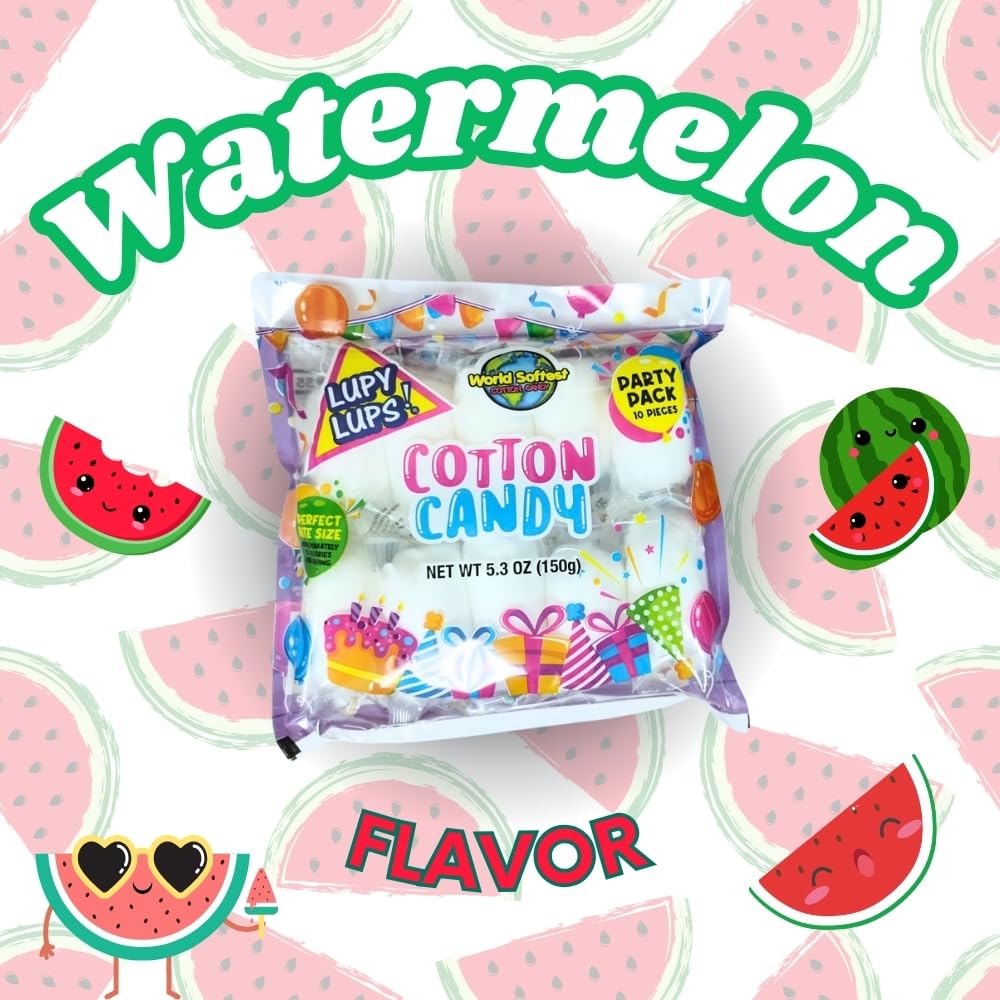 Lupy Lups! Cotton Candy Party Pack - Individually Wrapped Small bags, 0.5 oz Each - Perfect for Stockings, Treats, Party Favors, Buffet Tables,