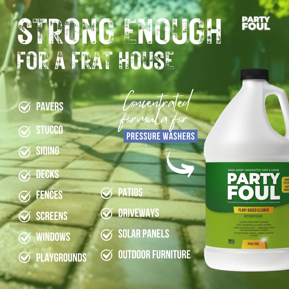 Party Foul Plant-Based Cleaner Spray | Eco-Friendly, Vegan Formula for Tiles, Counters, Granite, Metal, Glass, Wood & More | Natural I For Decks