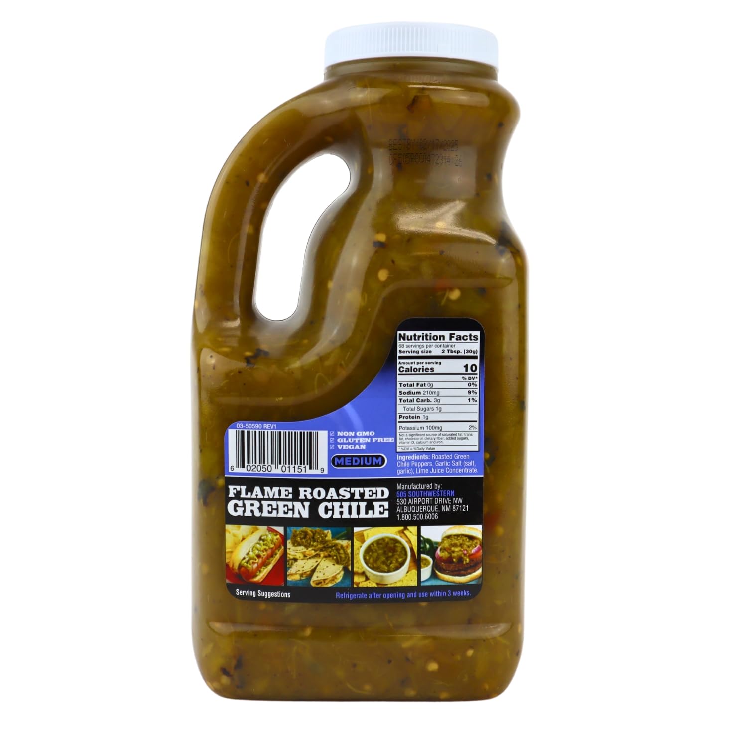 505 Southwestern Green Hatch Chile Foodservice 72 Ounce Bulk - Flame Roasted, Restaurant Salsa, Salsa Verde, and Green Chile Sauce (Flame Roasted