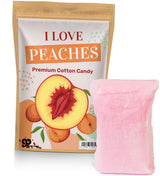 I Love Peaches Cotton Candy - Funny Peach Gifts for Men Gourmet Gluten-Free Candies Pink Novelty Gag Emoji Joke Humor Made in America Gears Out