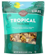 Wellsley Farms Tropical Trail Mix, 40 oz Resealable Bag - Dried Pineapple, Mango, Papaya, Banana Chips, Cashews, Almonds & Peanuts, No Artificial
