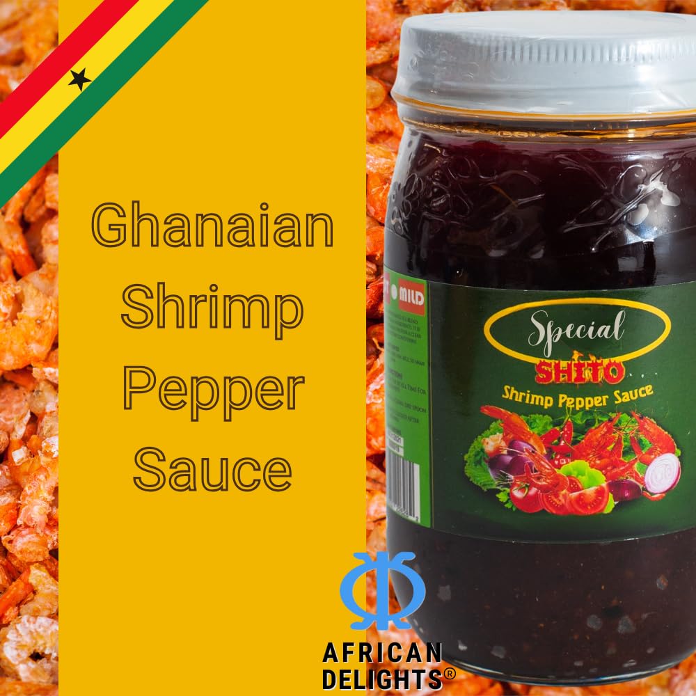 African Delights Julie's Special Shito Shrimp Sauce- Hot Sauce, Ghana Shito - Premium Blend of Shrimp, Fish Sauce - Shrimp Paste, Fish Paste, Ghana