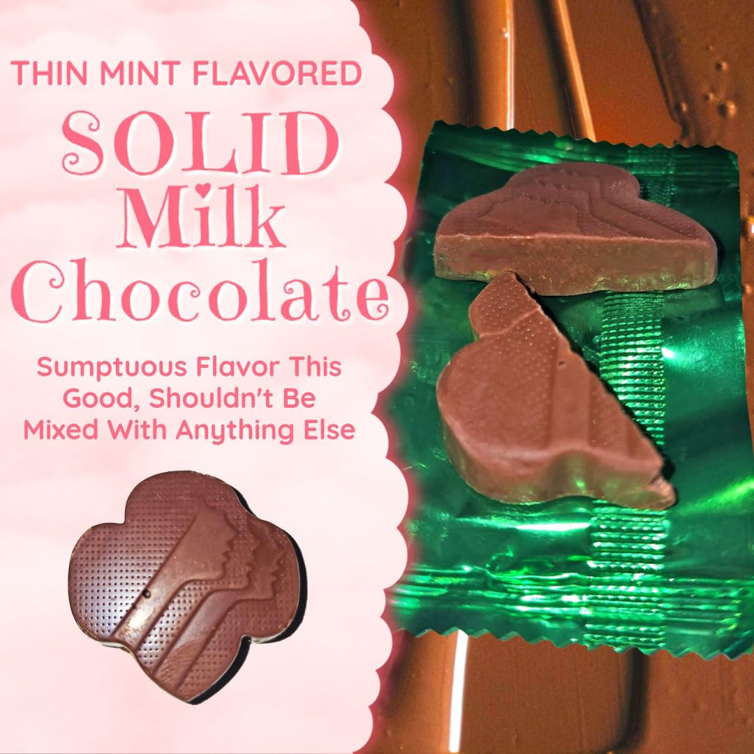 Thin Mint Trefoils 6oz Milk Chocolate Candies - GS Cookie Inspired - 17 Individually Wrapped Mint Chocolate Candy Packaged In Reusable GS Keepsake Tin
