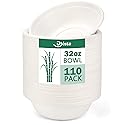 Dynta Paper Bowls 110 Pack 32oz Disposable Bowls, Heavy Duty Compostable Bowls, Eco-Friendly Biodegradable Bowl, Large Paper Bowls Bulk for Hot Soup