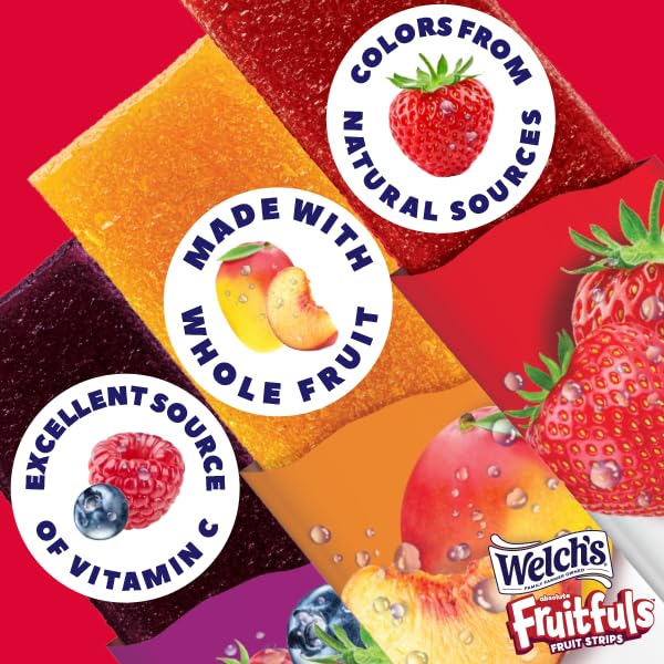 Welch's Absolute Fruitfuls Fruit Strips, Tasty Dried Fruit Snacks for School Lunches, Berry Medley, 0.5oz (Pack of 10)