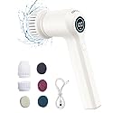 AIRSEE Electric Spin Scrubber, Cordless Power Rotating Brush, 2 Speeds, 6 Replaceable Brush Heads, Handheld Shower Bathroom Scrubber for Cleaning