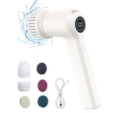 AIRSEE Electric Spin Scrubber, Cordless Power Rotating Brush, 2 Speeds, 6 Replaceable Brush Heads, Handheld Shower Bathroom Scrubber for Cleaning