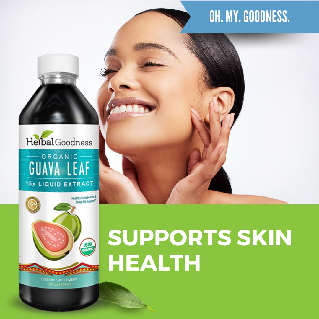 Guava Leaf Extract Liquid 12oz | Organic Guava Leaves | Hojas de Guayaba Organica, Guava Supplement Supports Digestion, Immunity & Sleep | Non-GMO