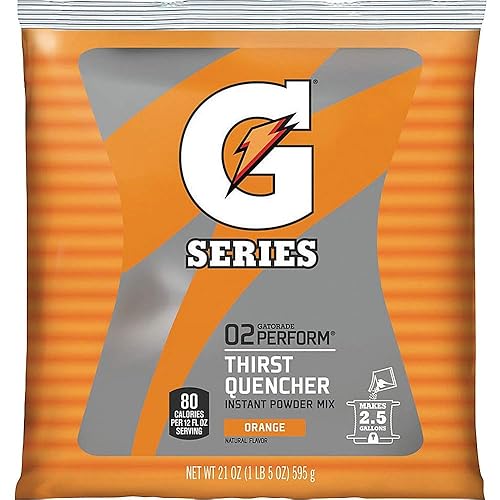 Gatorade Mix Pouches, Makes 2-1/2 Gal, 21 Oz. Flavor: Orange