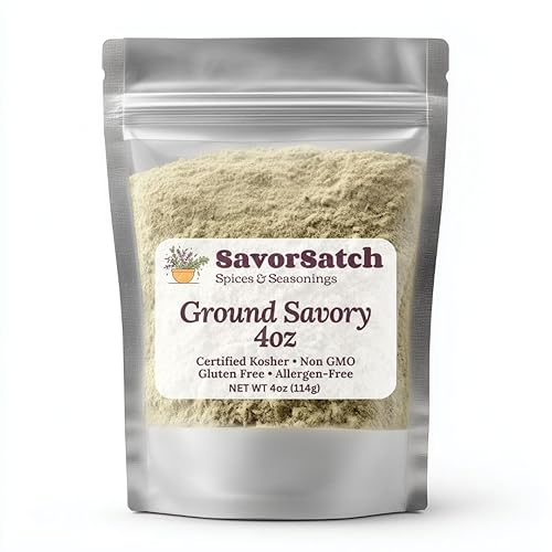 SavorSatch Ground Savory - 4 oz Resealable Stand-Up Pouch | Aromatic Culinary Herb for Cooking, Seasoning & Spice Blends