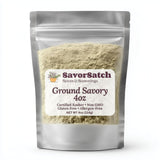 SavorSatch Ground Savory - 4 oz Resealable Stand-Up Pouch | Aromatic Culinary Herb for Cooking, Seasoning & Spice Blends