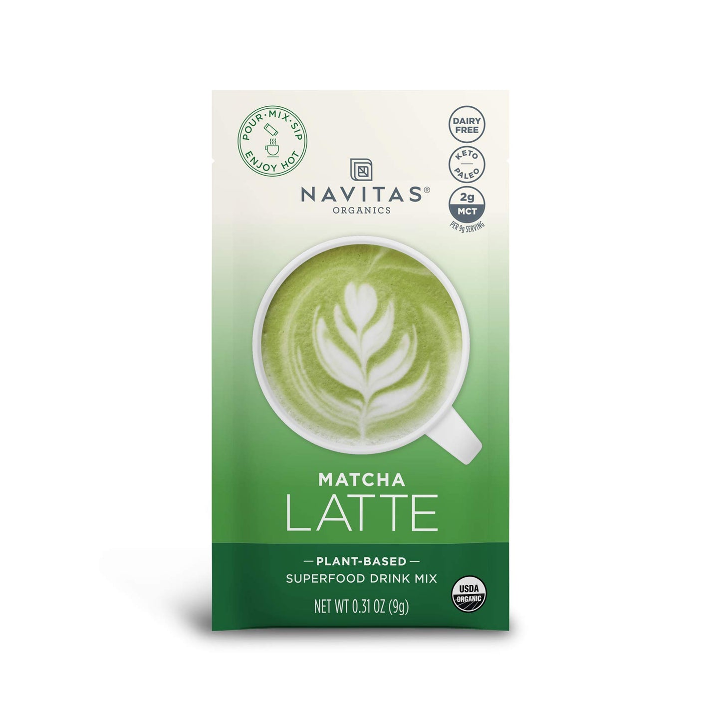 Navitas Organics Matcha Latte, 10 Single Serve Pouches, 10 Servings Organic, Non-GMO, Dairy-Free, 3.1 Ounce