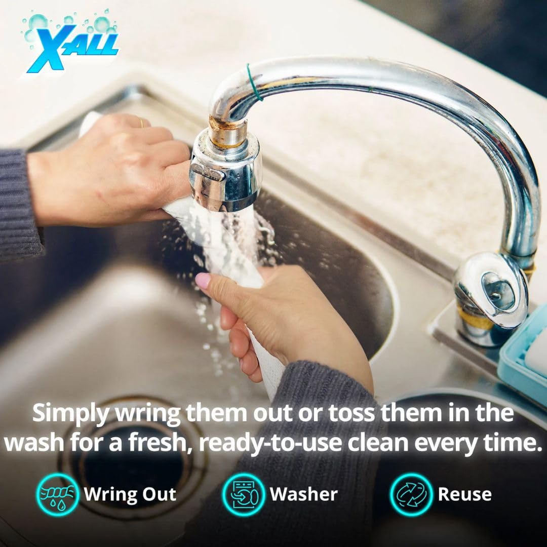 X-ALL Magic Wipes Multi-Use Cleaning Cloths, 1 Pack (6 Wipes) - Reusable & Washable, Ultra-Absorbent, Lint-Free Household Cleaning Cloths - 1 Cloth