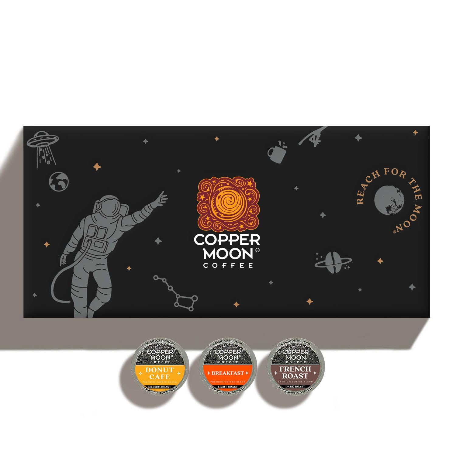 Copper Moon Single Serve Coffee Pods for Keurig K-Cup Brewers, Variety Pack (Breakfast, Donut Cafe, French Roast), 60 Count