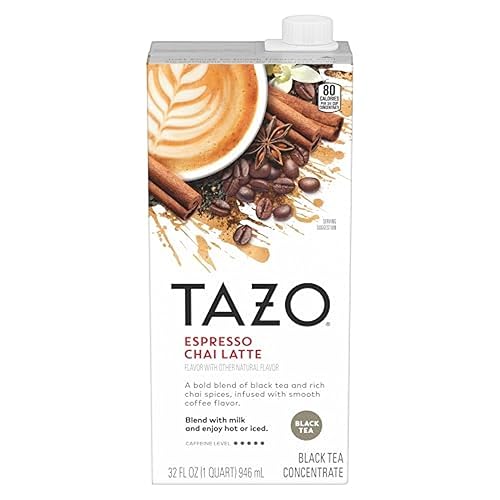 TAZO Espresso Chai Latte, Black Tea Concentrate, Easy to Serve Espresso Chai Tea for Everyday Cafe Style Lattes, Hot or Iced Coffee-like experience