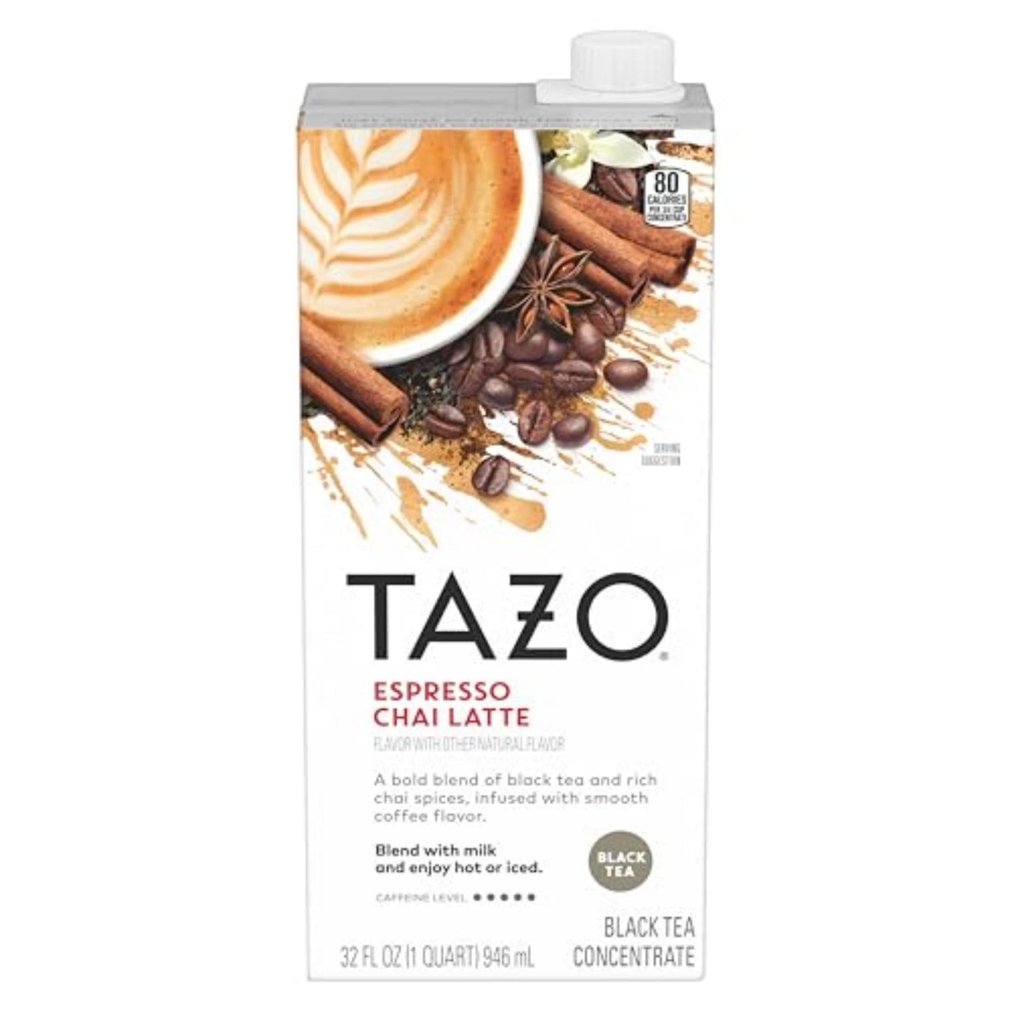 TAZO Espresso Chai Latte, Black Tea Concentrate, Easy to Serve Espresso Chai Tea for Everyday Cafe Style Lattes, Hot or Iced Coffee-like experience