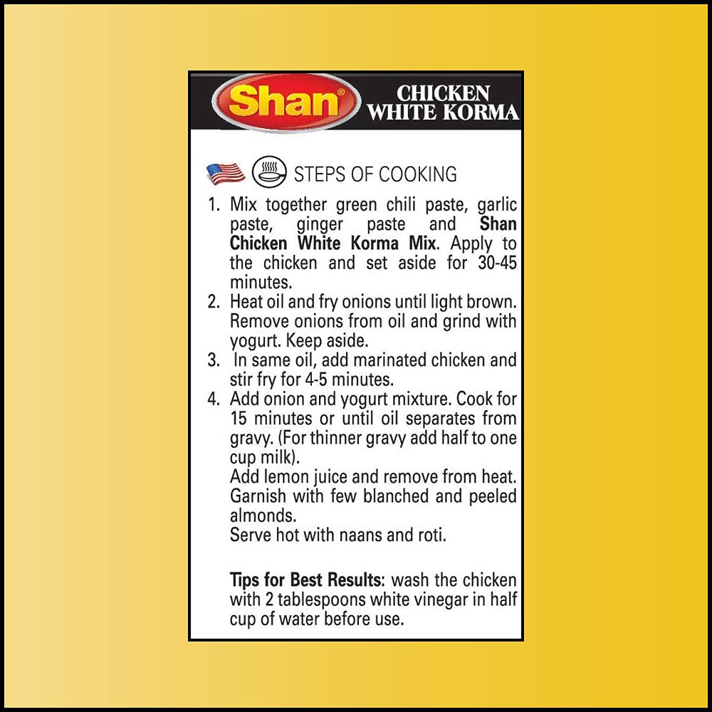 Shan Chicken White Korma Masala and Seasoning Mix 1.41 oz (40g) - Spice Powder for Tender Chicken in White Onion and Yogurt Sauce - Suitable